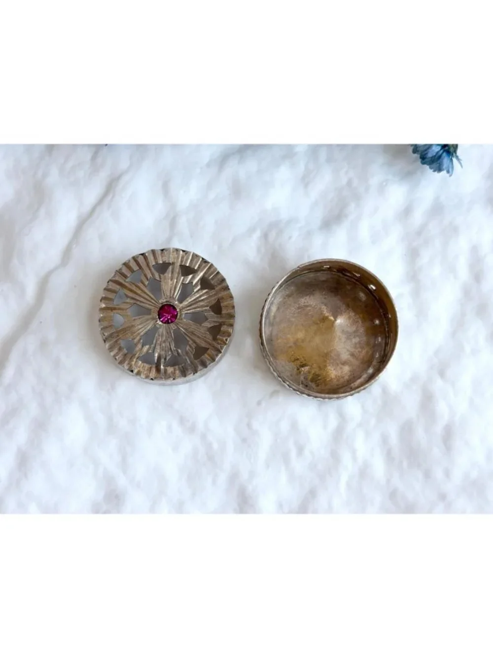 Dehli, India Made Silver Toned Filigree Vintage Trinket Box | Jewelry Box
